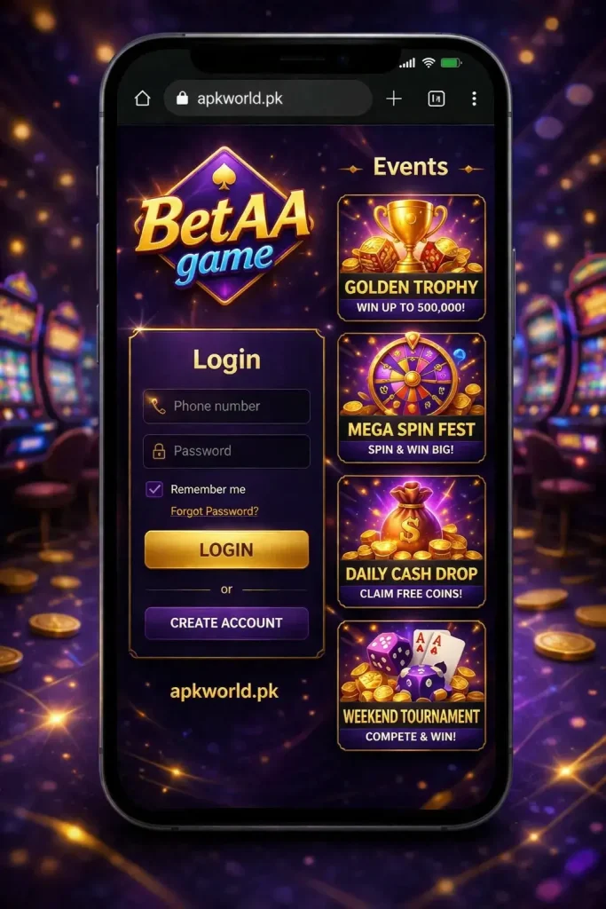 login and registration of BetAA game