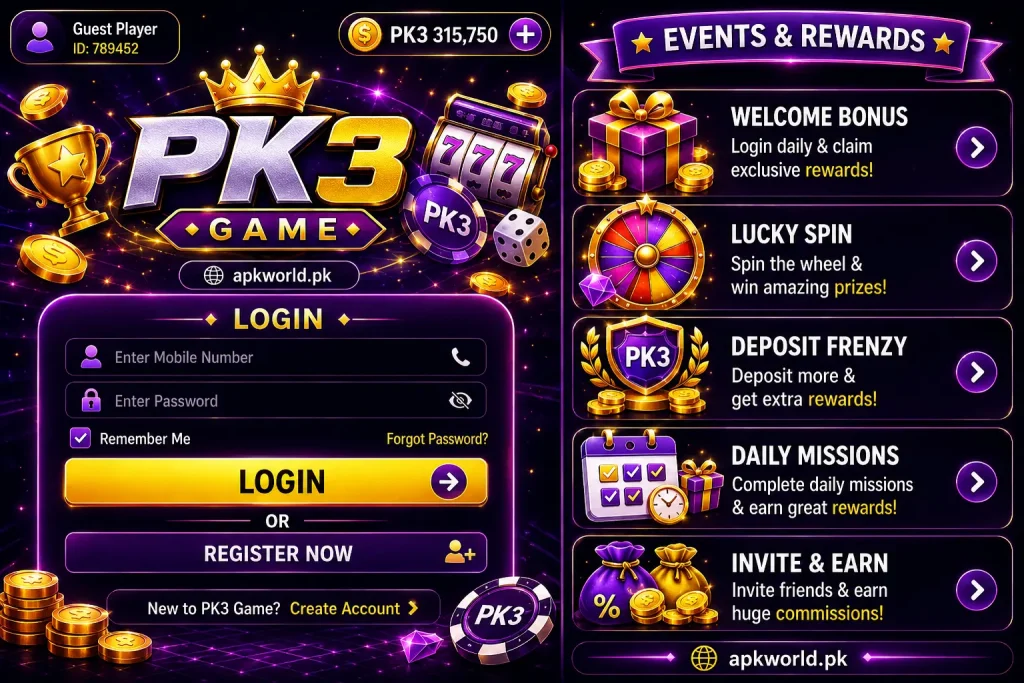 pk3 game login and events